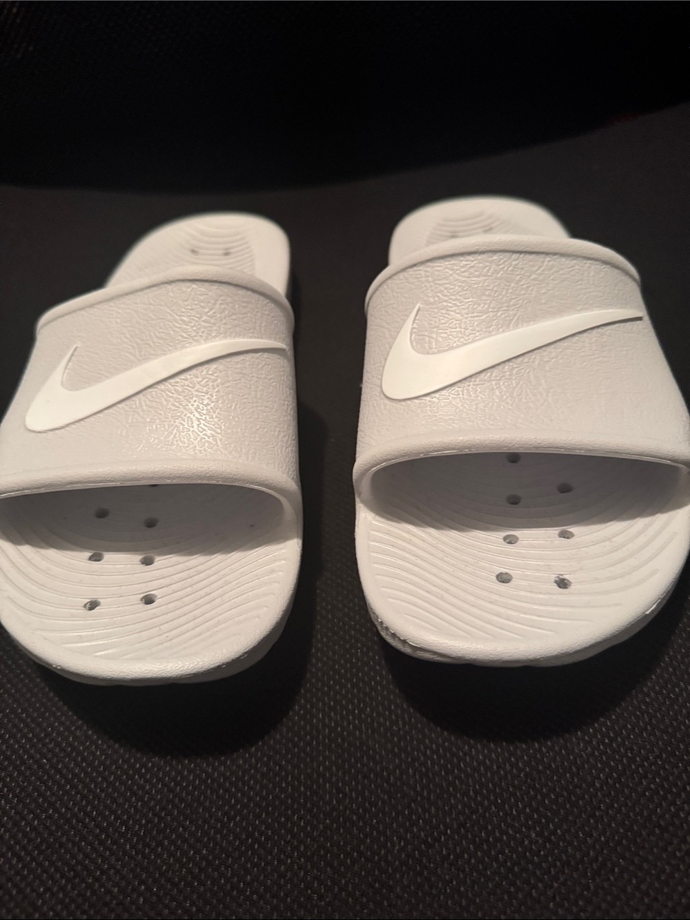 Women’s Nike light grey  Slide Sandals with white Swoosh